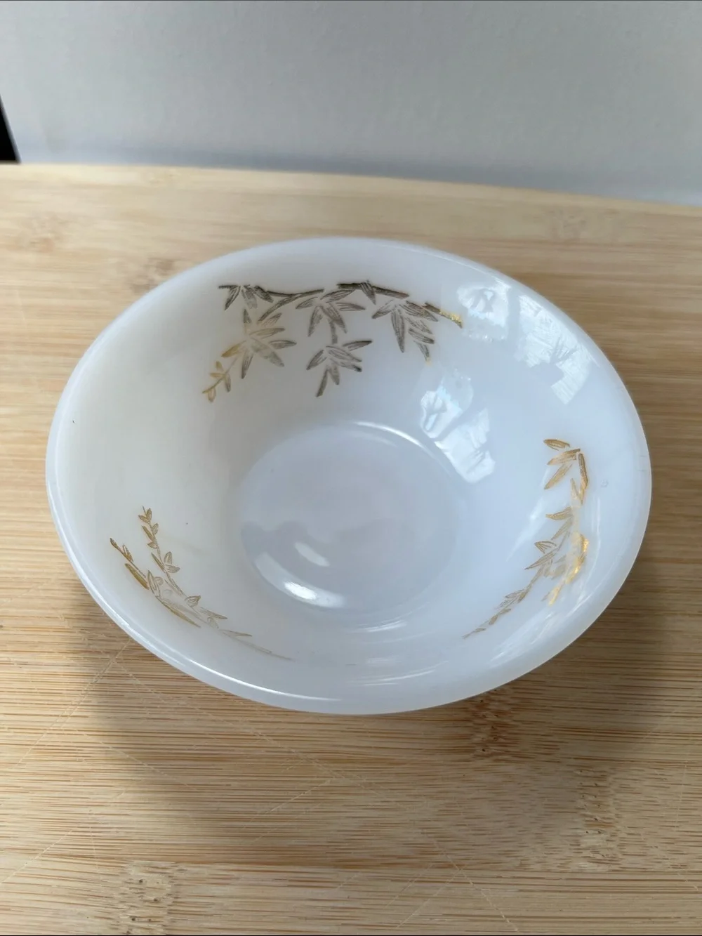 Set of 2 Dessert Vintage Federal Glass Milk Bowls - Gold Bamboo Pattern